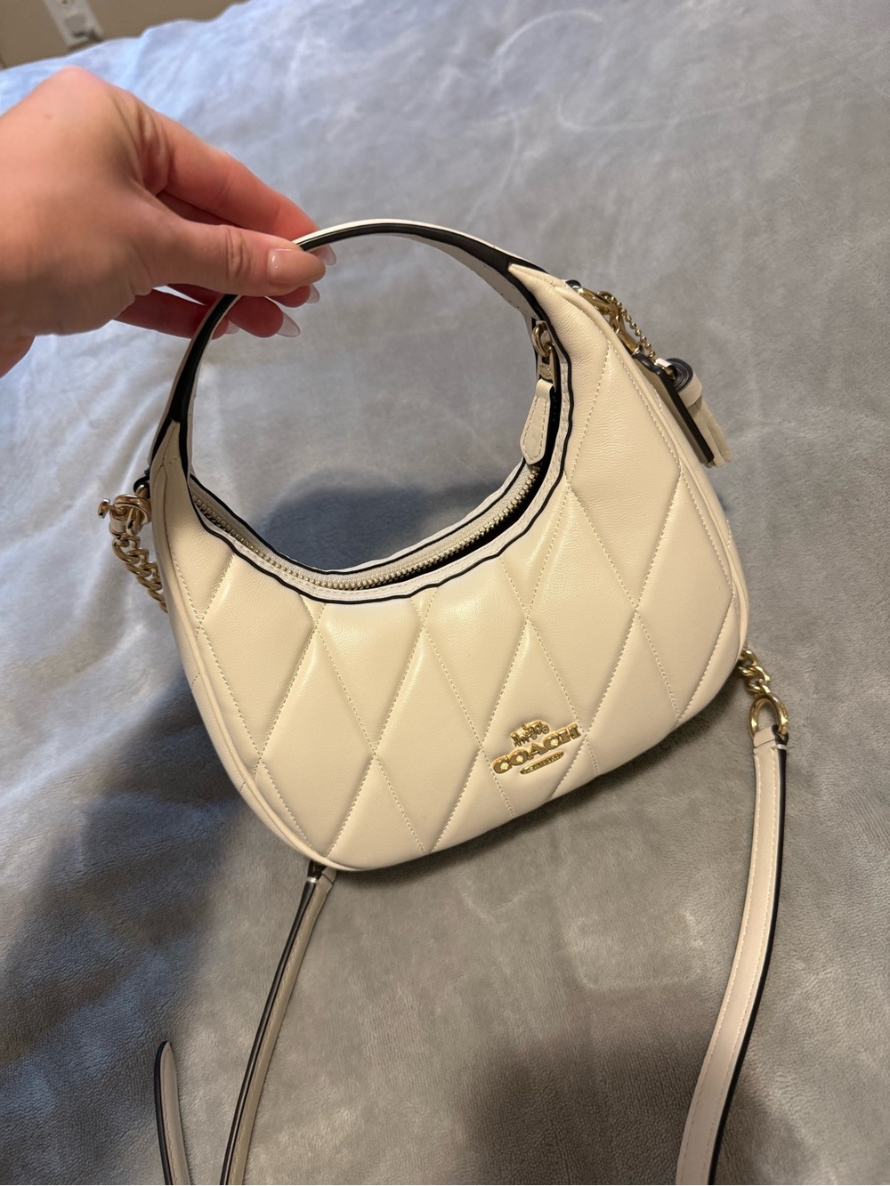 Coach Quilted  Bag in Chalk White with Gold Hardware